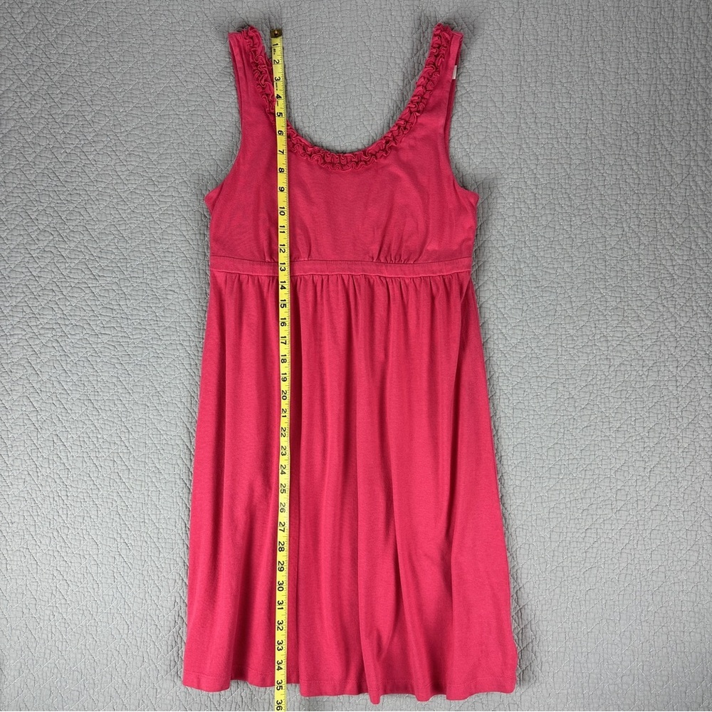 LOFT Pink Cotton Dress with Empire Waist and Scoop Floral Ruffle Neckline - Picture 8 of 10